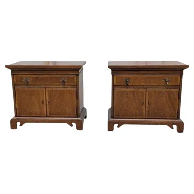 Pre-owned Thomasville Pair Of Mid-century Modern Nightstands By , Walnut, Usa, 1960s In Brown