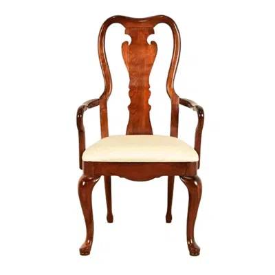 Pre-owned Thomasville Queen Anne Carved Solid Mahogany Armchair In Brown