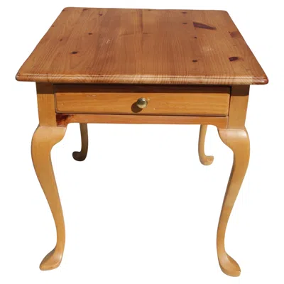 Pre-owned Thomasville Queen Anne Style Pine Single Drawer Side Table 1970's In Brown