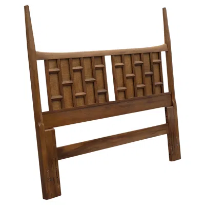 Pre-owned Thomasville Rare  Carved Walnut & Cane Queen Size Headboard Dated 1966 In Brown