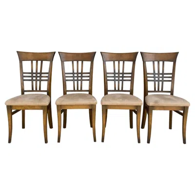 Pre-owned Thomasville Slat Back Oak Dining Chairs, Set Of 4 In Brown