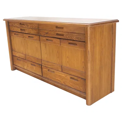 Pre-owned Thomasville Solid Oak Mid-century Modern Credenza Server Two Door Compartments Cabinet Mint! In Brown