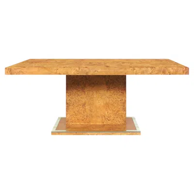 Pre-owned Thomasville Vintage Burl Wood And Brass Dining Table By  In Brown