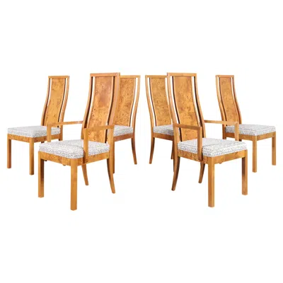 Pre-owned Thomasville Vintage Mappa Burl Wood Dining Chairs By  In Brown