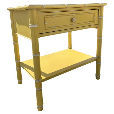 Pre-owned Thomasville Vintage  Faux Bamboo Nightstand In Coastal Boho Chic Style In Brown