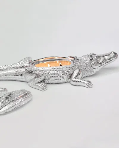 Thompson Ferrier Silvertone Grand Alligator Candle, 14 Oz. In French Gardenia