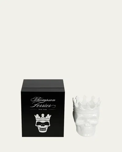 Thompson Ferrier White Louise Skull Candle, 23.3 Oz. - Rose De Vents Scent