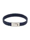 Thompson Of London Braided Leather & Sterling Silver Bracelet In Blue