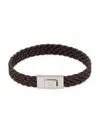 Thompson Of London Braided Leather & Sterling Silver Bracelet In Brown