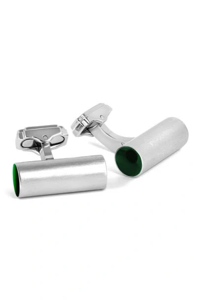 Thompson Of London Green Enamel Cylinder Cuff Links In Multi