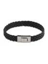 Thompson Of London Men's Leather & Sterling Silver Braided Bracelet In Black