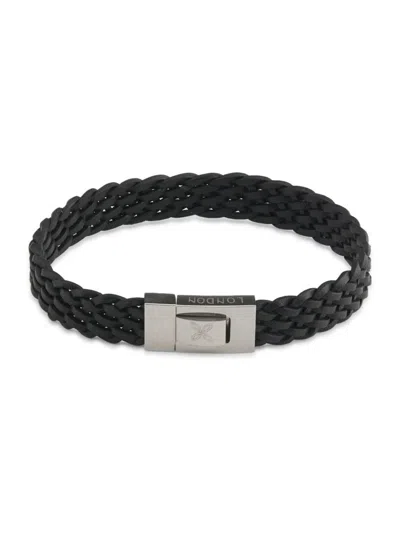 Thompson Of London Men's Leather & Sterling Silver Braided Bracelet In Black