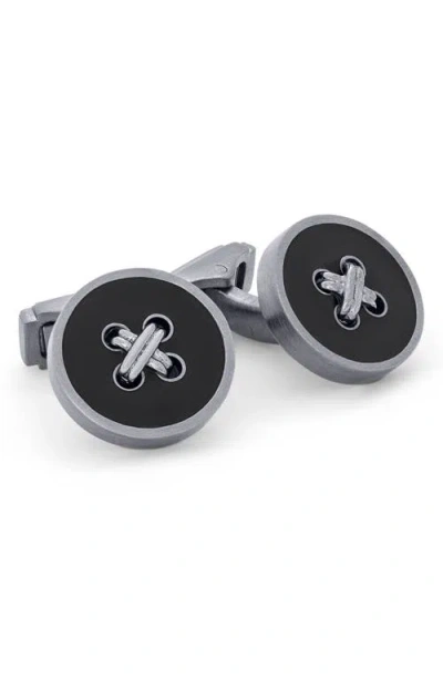 Thompson Of London Tambor Button Cuff Links In Black