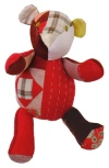 Thompson Street Studio Patchwork Linen Blend Teddy Bear In Multi/berry
