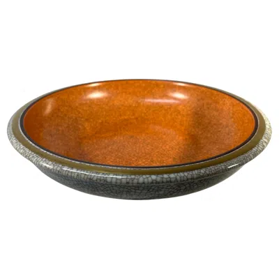 Pre-owned Thorkild Olsen , Royal Copenhagen Terracotta Crackle Matt Glaze Dish #3606 In Brown