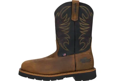 Pre-owned Thorogood 11 Inch Pull On Wellington Steel Toe Black Crazyhorse In Brown