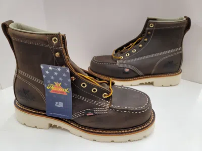 Pre-owned Thorogood 6" Steel Toe Eh + Slip Resistant Boots 804-4375 Made In Usa In Brown