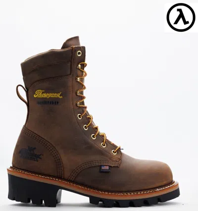 Pre-owned Thorogood 9" Logger Steel Toe Waterproof 400g Insulated Work Boots 814-3555 In Studhorse Medium Brown