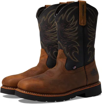 Pre-owned Thorogood American Heritage 11" Square Toe Wellington Waterproof Leather... In Black Upper/crazyhorse Bottom