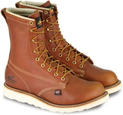 Pre-owned Thorogood American Heritage 8” Soft Toe Work Boots For Men Made From Premium... In Tobacco Oil-tanned
