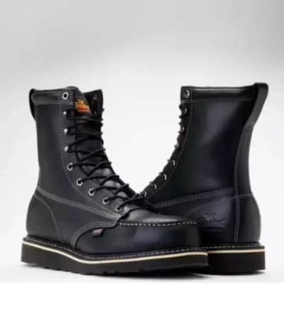 Pre-owned Thorogood American Heritage Midnight-series 8″ Moc-steel-toe Boots 9 Black