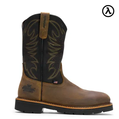 Pre-owned Thorogood American Heritage Square Toe Wellington Waterproof 11″ Boots 804-4330 In Crazyhorse Upper/pebble Brown Bottom