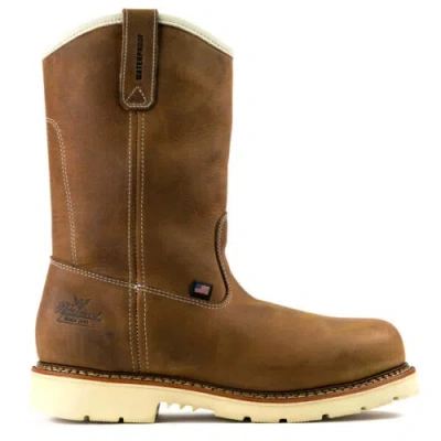 Pre-owned Thorogood American Heritage Waterproof 11″ Safety Toe Pull-on Wellington In Brown
