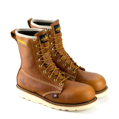 Pre-owned Thorogood Boots 8" Wedge Composite Safety Toe 804-4210 Made In Usa Waterproof In Brown