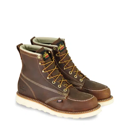 Pre-owned Thorogood Boots 814-4203 Made In Usa 6" Toe Wedge American Heritage Work In Brown
