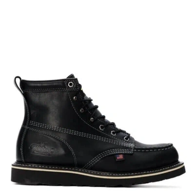 Pre-owned Thorogood Boots 814-6206 6" Midnight Black Biker Wedge Toe - Made In Usa Vtg