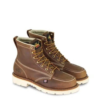 Pre-owned Thorogood Men's 6" American Heritage Toe Maxwear 90™ Steel Toe Work Boot Bro In Brown