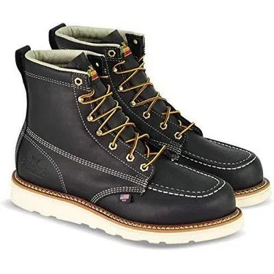 Pre-owned Thorogood Men's 6" American Heritage Toe Maxwear Wedge™ Steel Toe Work Boot In Black