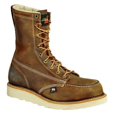 Pre-owned Thorogood Men's 8" Steel Toe Wedge Sole 804-4478 Work Boot In Brown