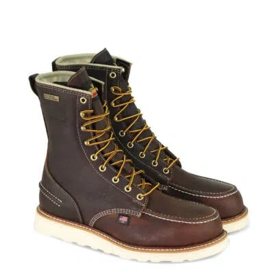 Pre-owned Thorogood Men's 8"  Soft Toe Waterproof 1957 Series 814-3800 In Brown