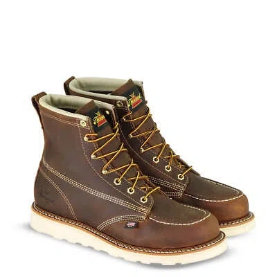 Pre-owned Thorogood Men's American Heritage 6" Toe Maxwear Wedge Soft Toe Work Boot B In Brown