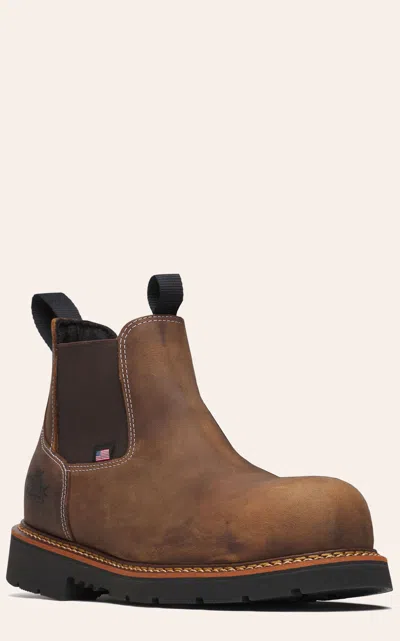 Thorogood Men's American Heritage Brown Crazy Horse Nano Round Toe Chelsea Boots