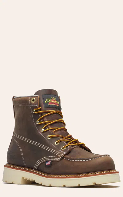 Thorogood Men's American Heritage Crazy Horse Brown Moc Soft Toe 6" Work Boots