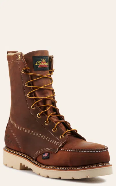 Thorogood Men's American Heritage Crazy Horse Brown Moc Steel Toe 8" Lace Up Work Boot