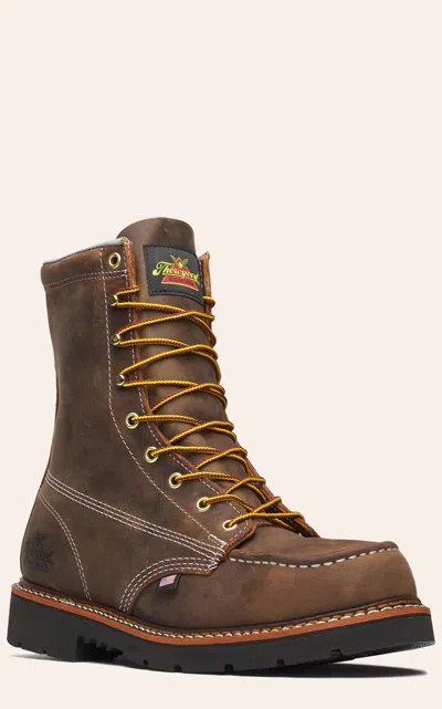 Thorogood Men's American Heritage Crazy Horse Brown Round Steel Toe Work Boots