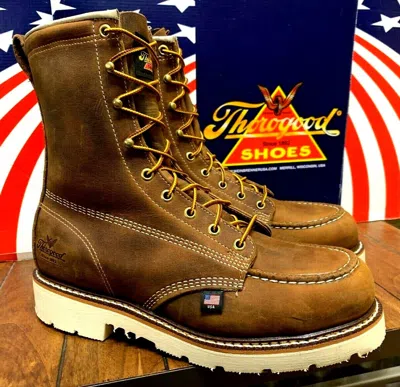Pre-owned Thorogood Men Size 10 Ee Steel Toe Eh Brown Union Made Usa 8" Boots 804-4378