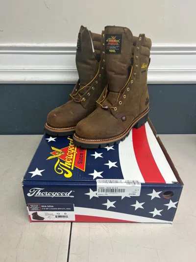 Pre-owned Thorogood Men Size 12 D Crazy Horse Steel Toe Us Made Logger Boot 804-3554 In Brown