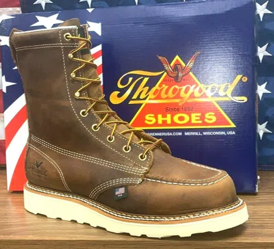 Pre-owned Thorogood Men Size 8 1/2 Ee 804-4478 Steel Toe Wedge Bottom 8" Made In Usa Boots In Brown