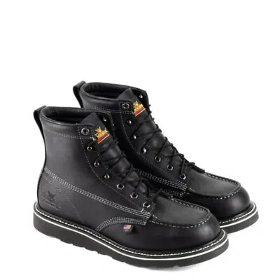 Pre-owned Thorogood Men's  6" Soft Toe Midnight Series Black 814-6206