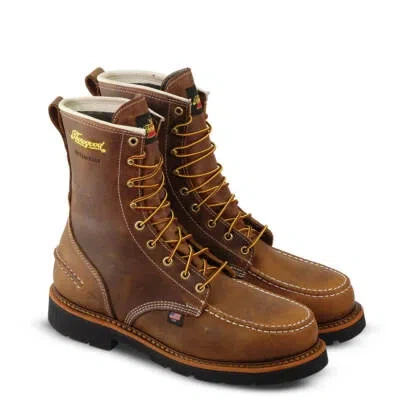 Pre-owned Thorogood Men's  8" Steel Toe Waterproof 804-3898 In Brown