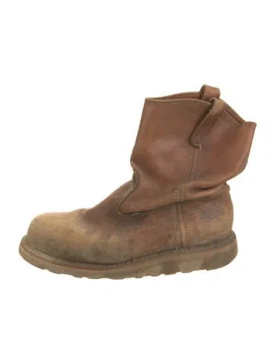 Pre-owned Thorogood Vintage Leather Moto Boots In Brown