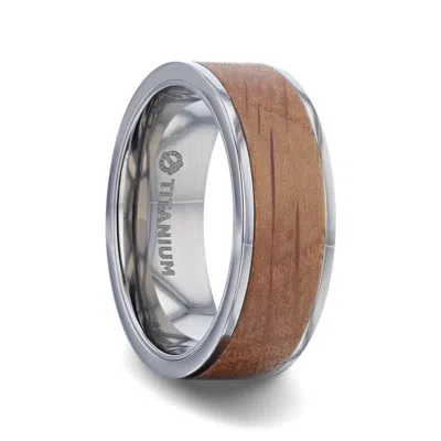 Pre-owned Thorsten Still Whiskey Barrel Titanium Men's Wedding Band With Flat Edges. In Silver