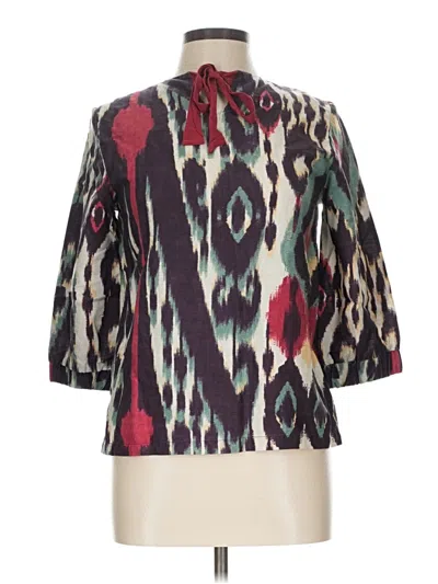 Pre-owned Thought 3/4 Sleeve Blouse In Burgundy
