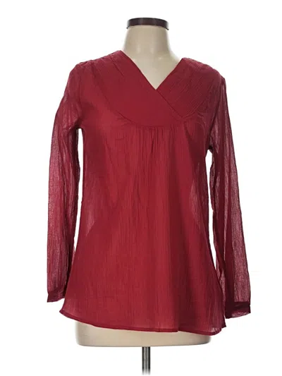 Pre-owned Thought Long Sleeve Blouse In Burgundy