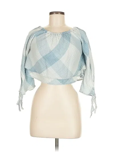 Pre-owned Thread & Supply 3/4 Sleeve Blouse In Blue