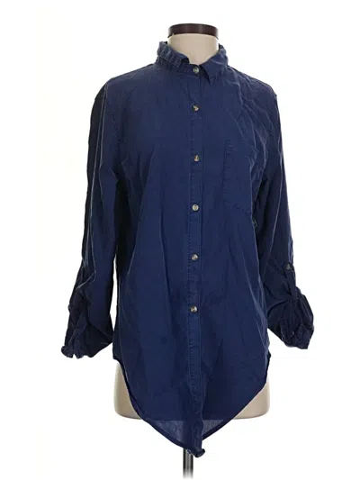 Pre-owned Thread & Supply 3/4 Sleeve Button Down Shirt In Blue